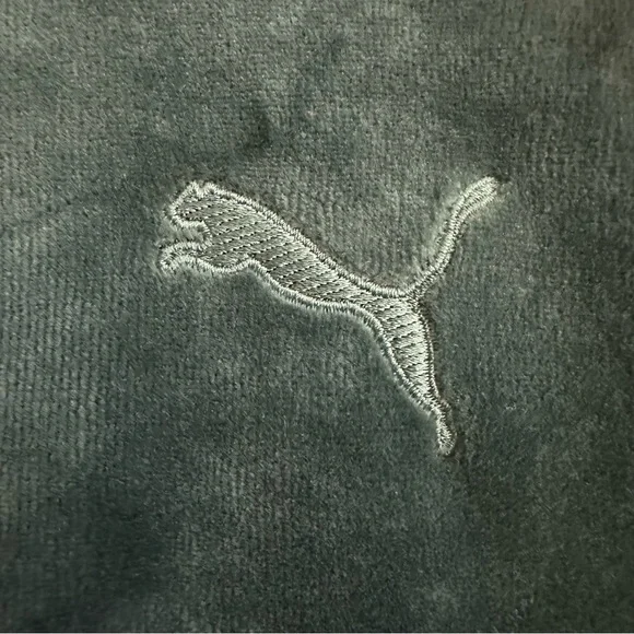 Puma Deep Green Velour Hoodie Logo Embroidered Womens S - Picture 10 of 14